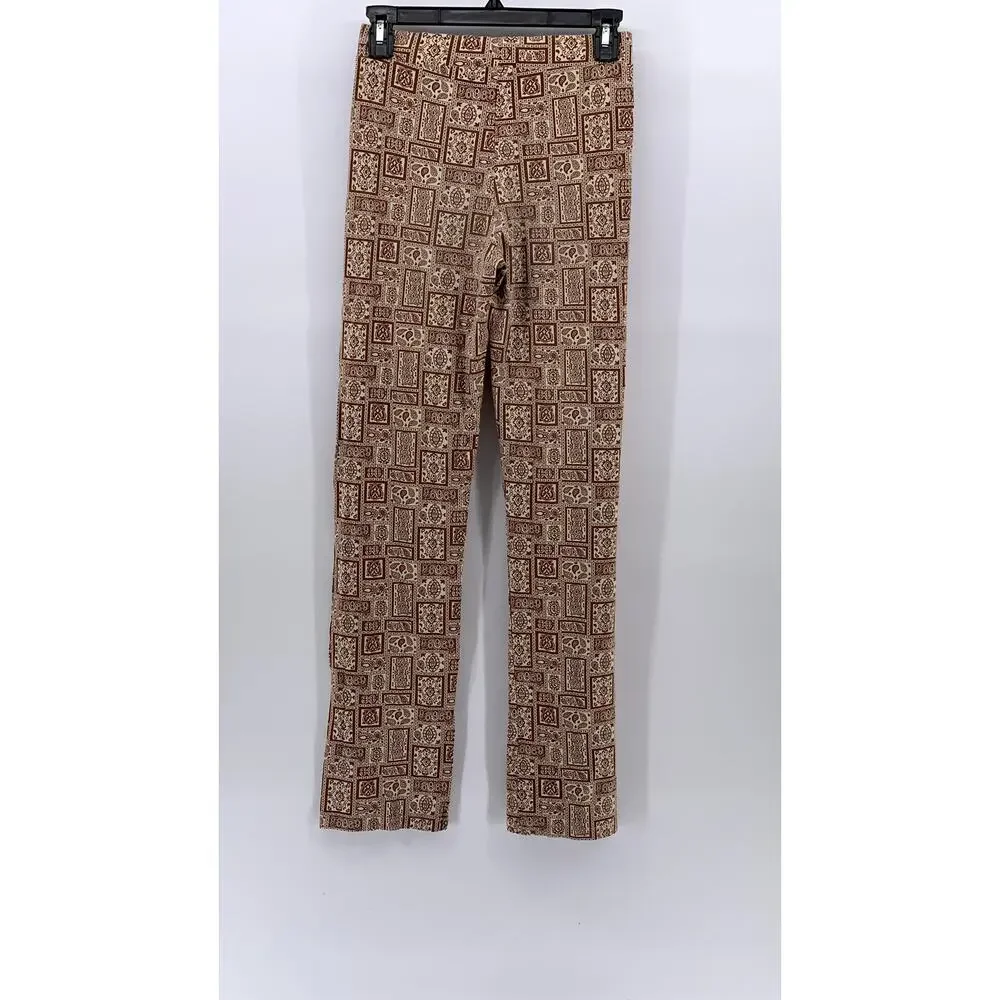 PALOMA WOOL Women's Brown Paisley Printed Straight Leg Pull-On Pant SZ S - Picture 2 of 10